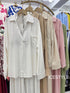 Women Casual Collar Down Lace Decor Shirt With Trouser